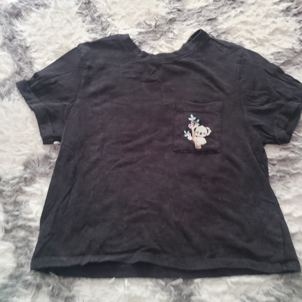 Gray Tree Hugger Koala Cropped Tee Medium